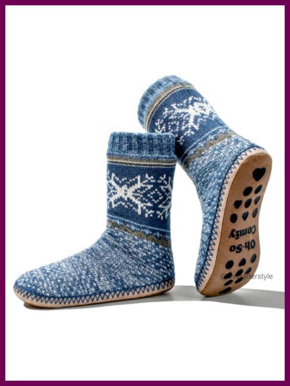 Warm Fuzzy Lined Non Slip Sole Knit Slipper Socks for Women